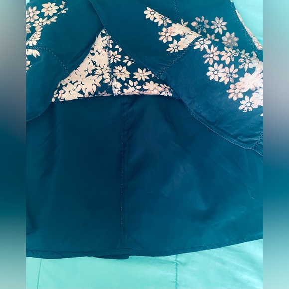 Liz Claiborne Axcess Skirt MIDI Navy Blue Light Pink Floral Size 4 Small Boho - Picture 10 of 12
